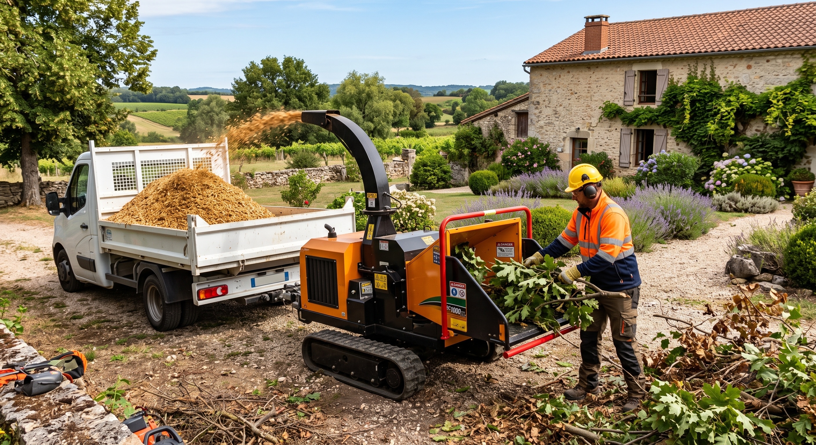Broyage de végétaux à Cosne-Cours-sur-Loire