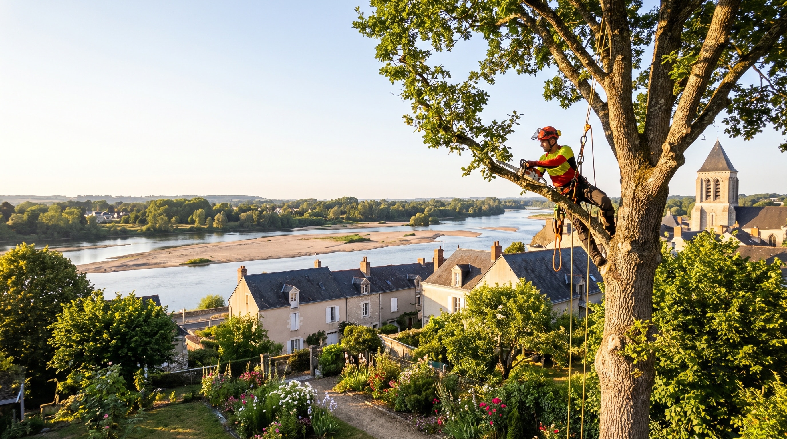 Élagueur de l'entreprise Lemaire intervenant à Nevers dans la Nièvre