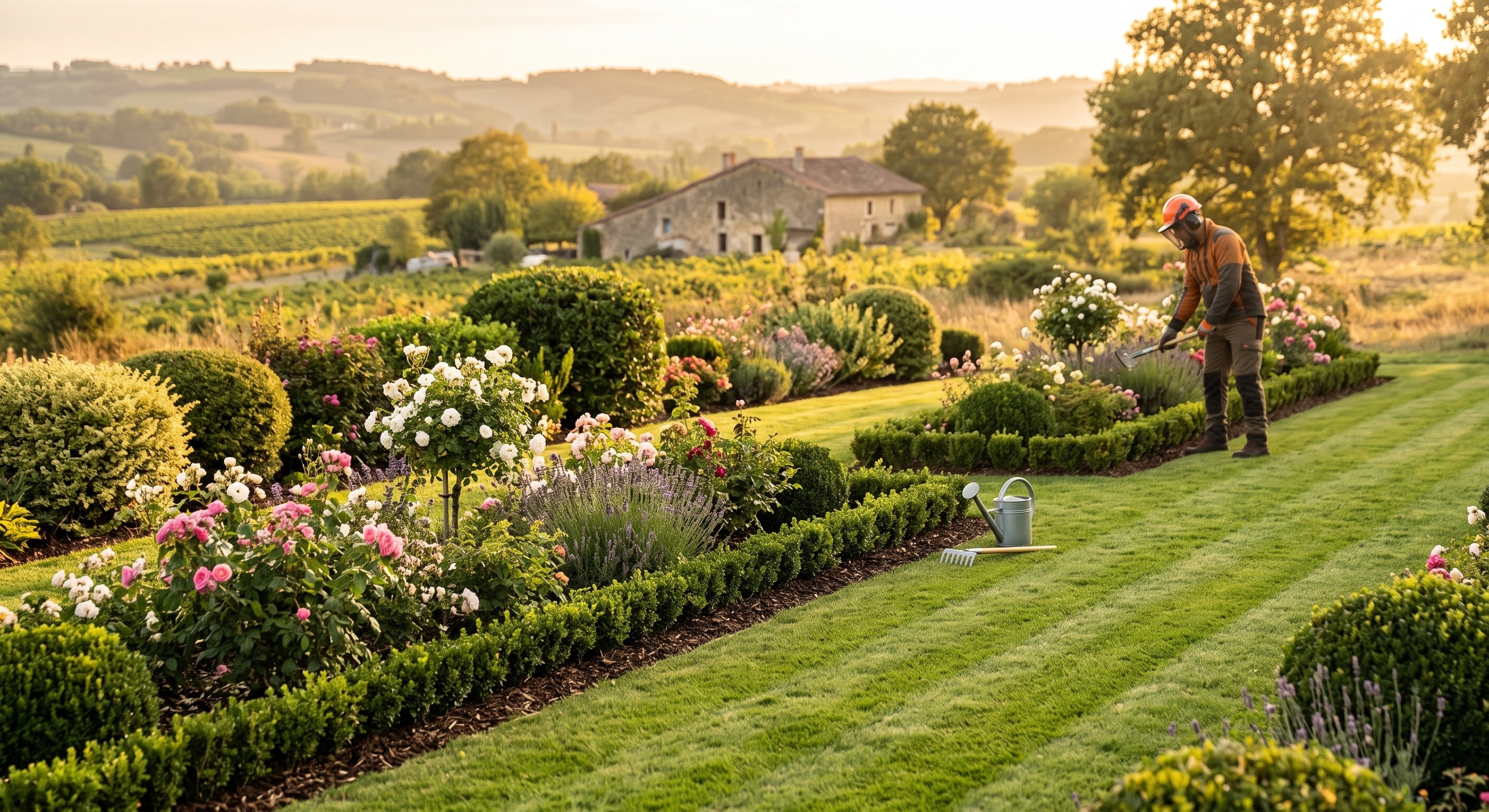 Entretien d'un jardin par l'entreprise Lemaire dans la Nièvre